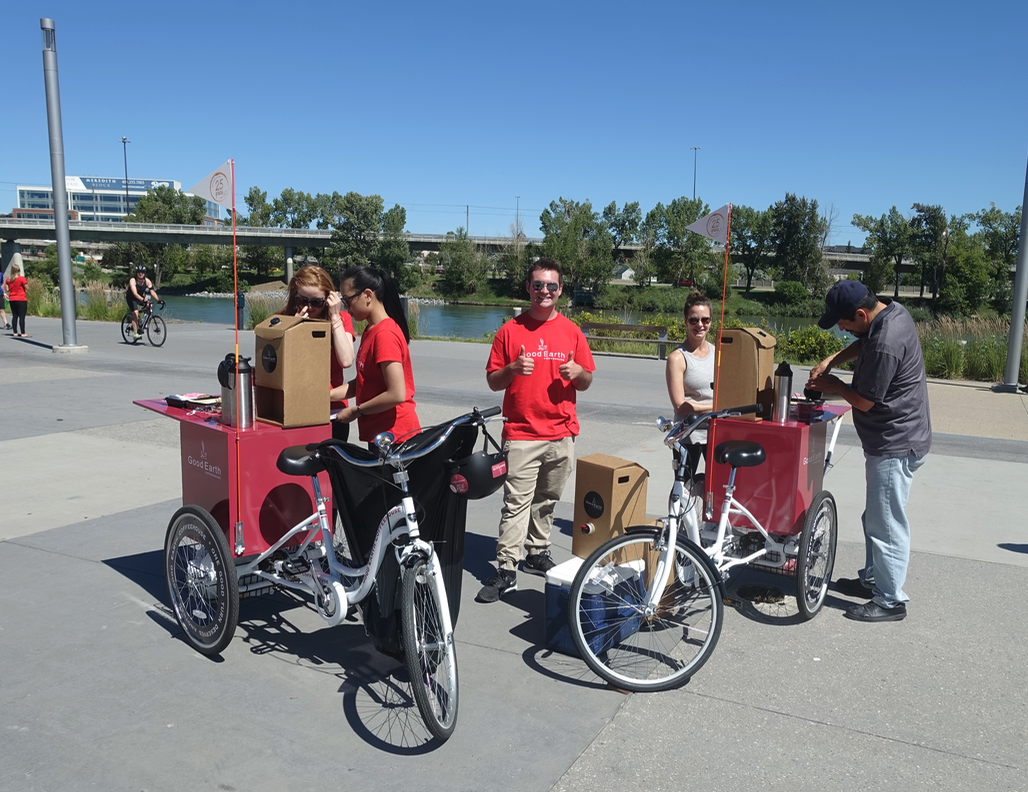 Calgary’s Riverwalk is such a popular cycling spot, these guys decided to set up a pop-up cafe.
