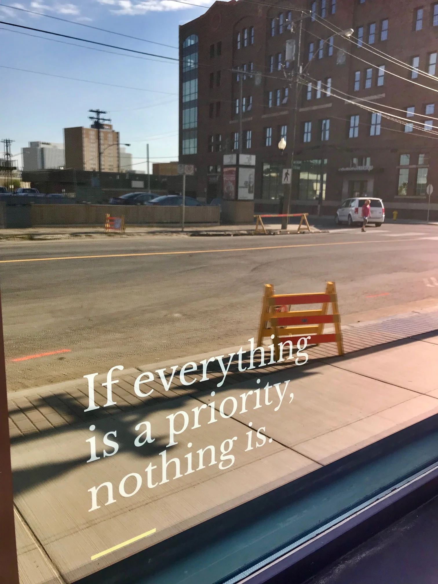A free philosophy lesson in Saskatoon’s downtown warehouse district.