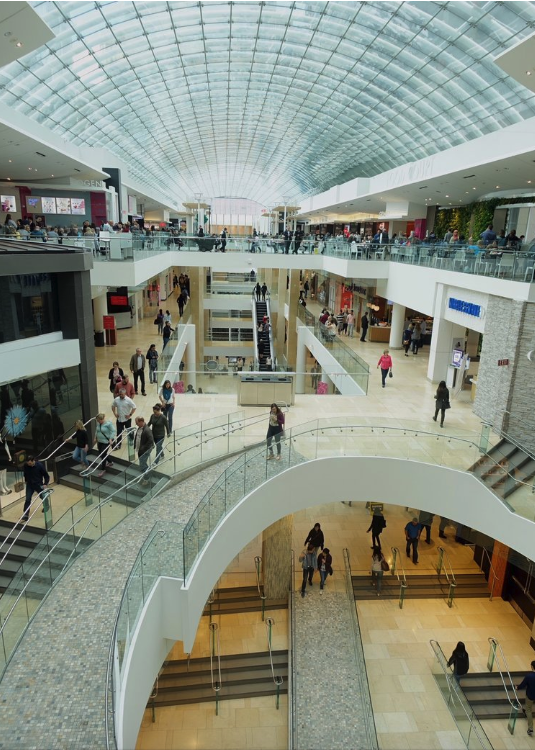 Downtown’s The Core shopping centre with its huge skylight is three blocks long.