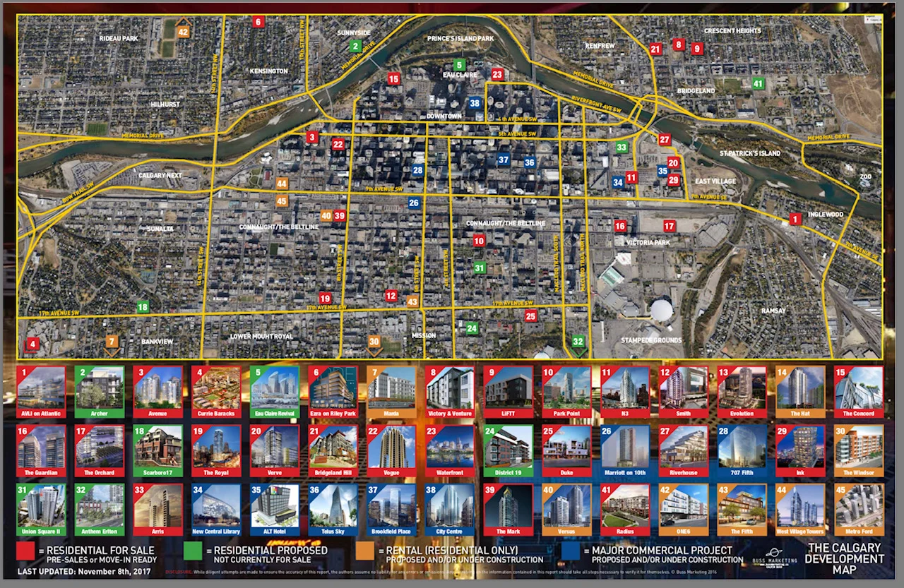 Buss Marketing’s map of Calgary’s current residential developments