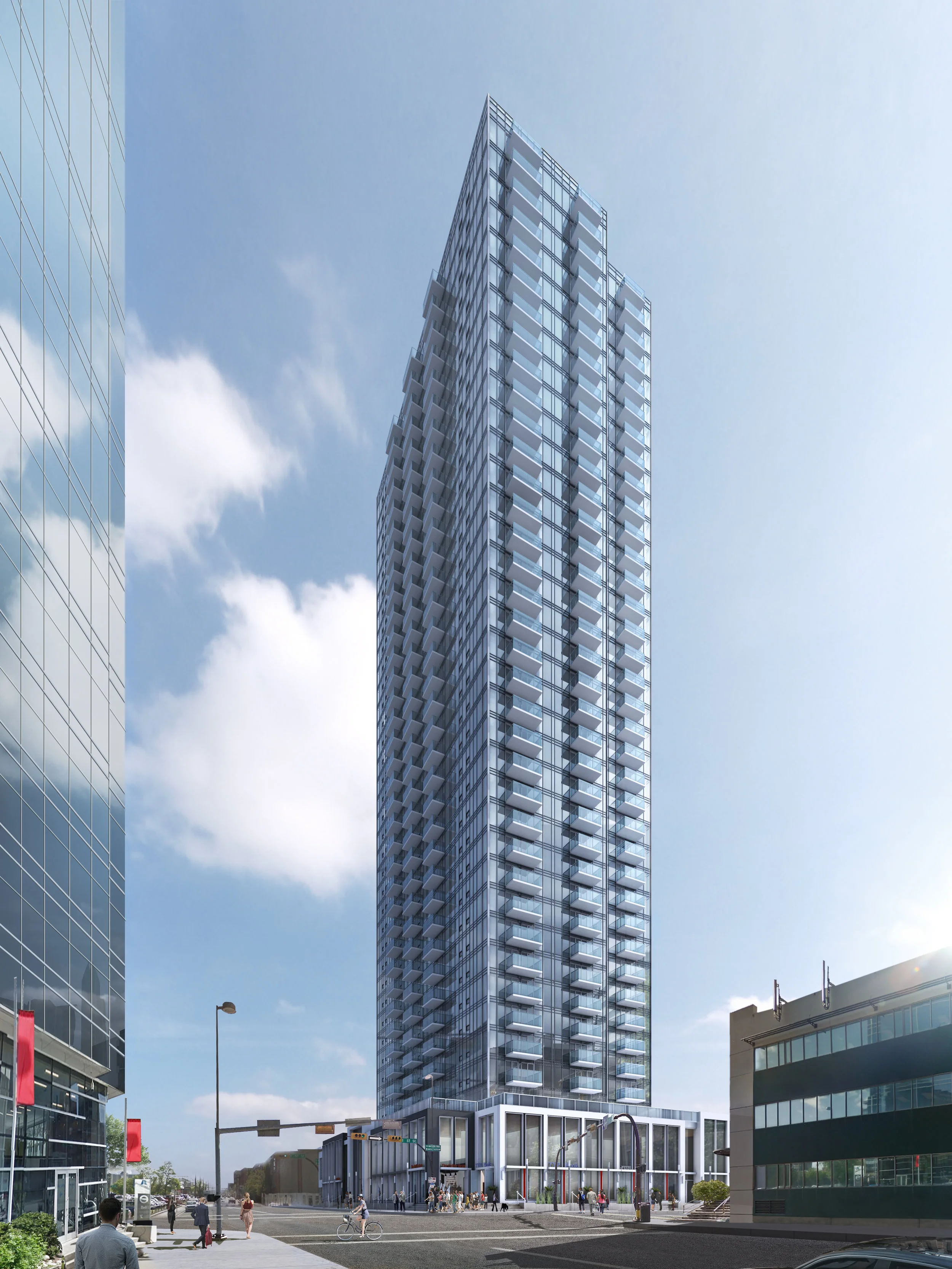 Also next to the railway tracks is One by Strategic Group at the corner of 10th Ave and 1st St SE. It too will provide hotel-like accommodation for renters.