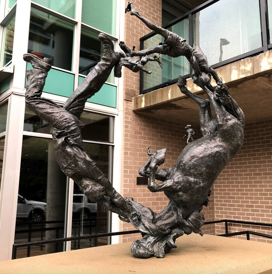 You could easily miss this sculpture that is at the entrance to the Xenex condo. If you go up close the piece is full of miniature figures and elements that create an fun fairytale like narrative.