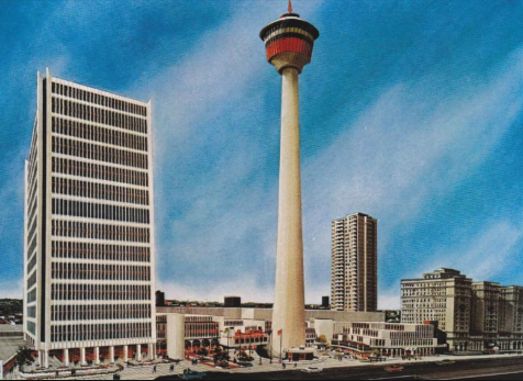 The CPR train station it home today to the Calgary Tower and Palliser Square.