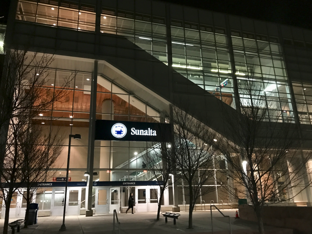Calgary’s Sunalta Station is perhaps the most similar to Vancouver’s Skytrain as it has an elevated station next to railway tracks and major roads.