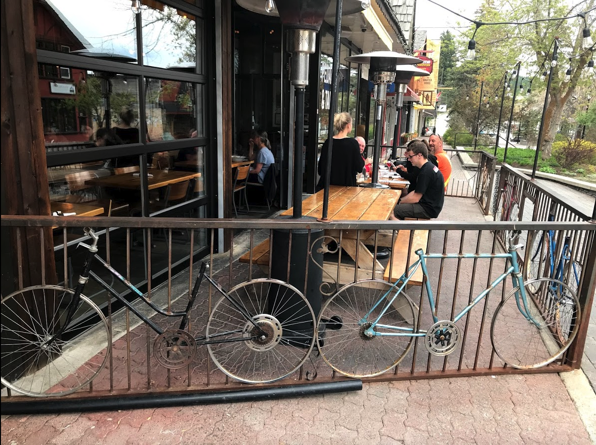 Loved this patio at Pedal and Tap with its bikes…there are also several vintage bikes inside, as well as some good beer.