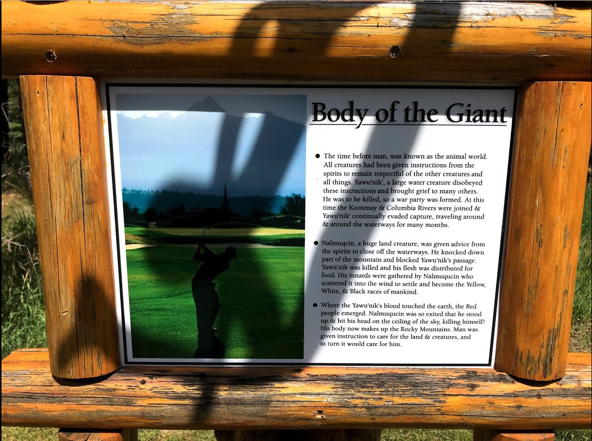 The St. Eugene Golf course has interesting information panels at every tee box. Reminded me of the Catholic church’s “stations of the cross.”
