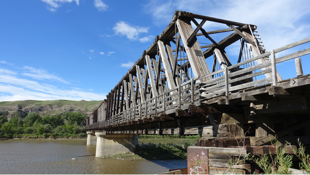Railway bridge from Atlas Coal mine to East Coulee and beyond.