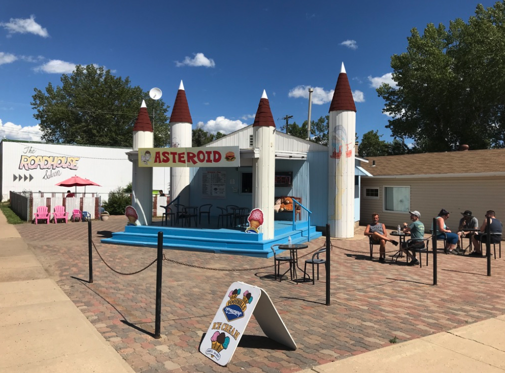 Just outside of Drumheller on the way to Wayne is Asterroid a must stop for those who like ice cream. No road trip is complete with out an ice cream cone.