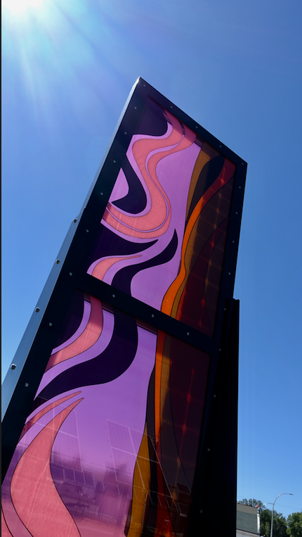 The park has several colourful light boxes.