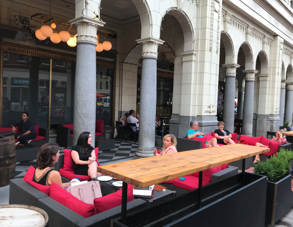The Guild’s patios along Stephen Avenue is inviting in the summer but not so much in the winter. It hides the fact that there is a major department store behind it.