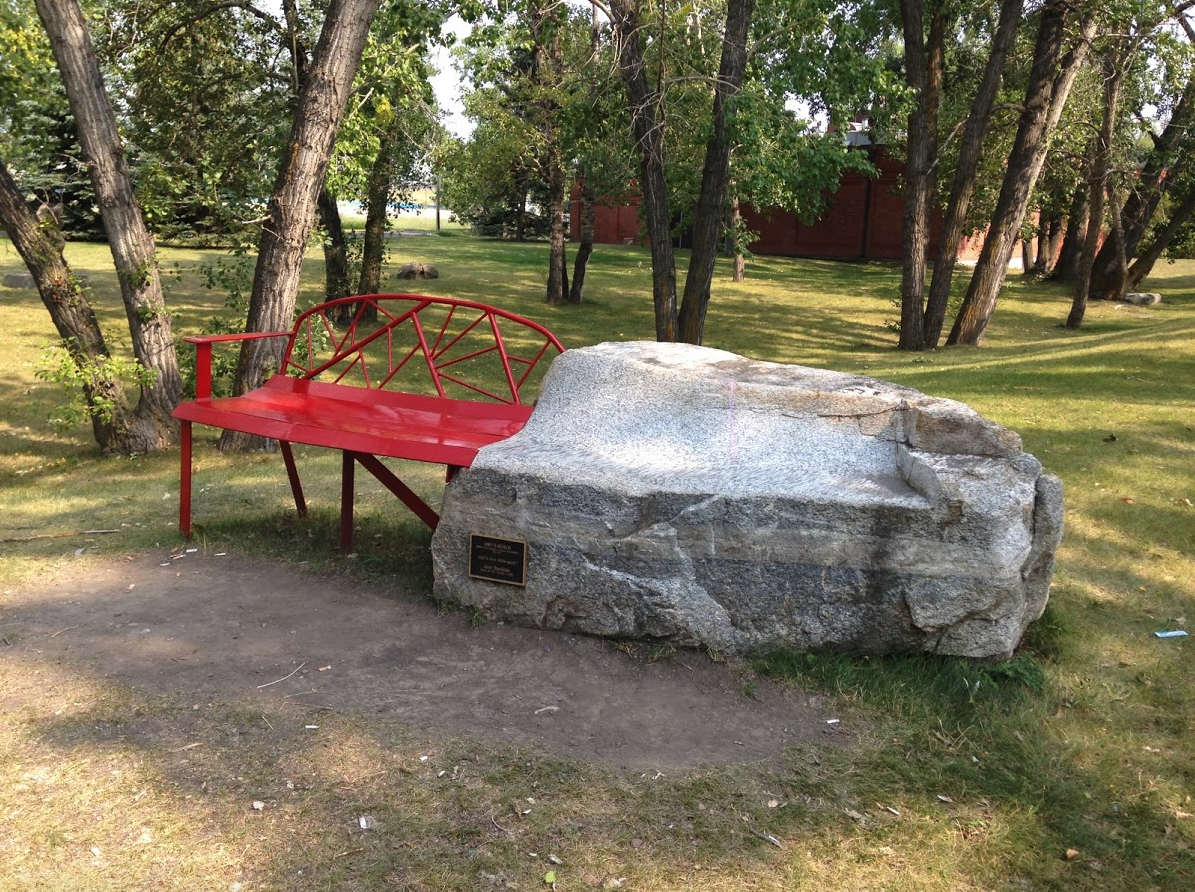 As you continue walking east and you will discover a hidden sculpture park and beach volleyball courts. You have arrived at Pumphouse Park whose name pays tribute to the , Bow River Pumphouse No. which was an integral part of the City’s water supply system form 1913 to 1933.