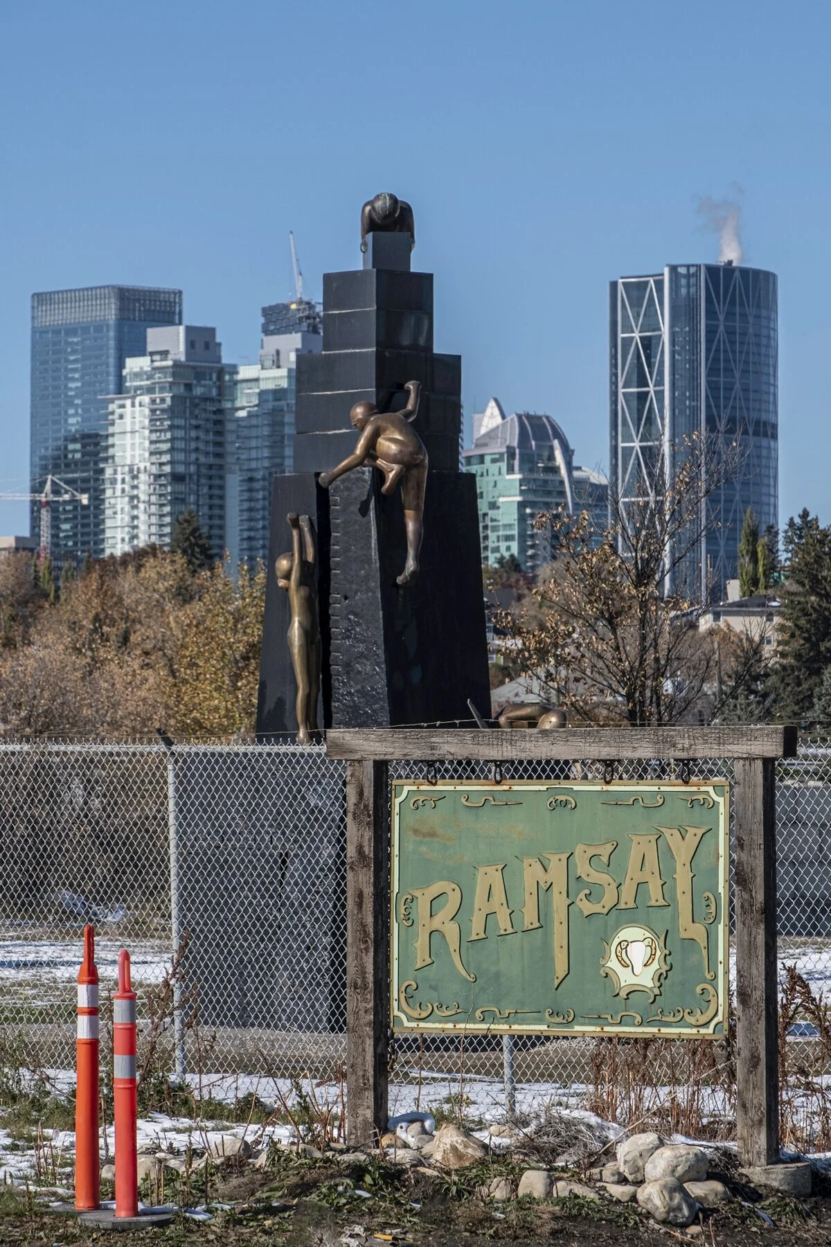 Pratt told me anyone could of had the sculpture for the cost of moving the piece out of the storage unit where it was being stored by QuadReal Property Group who currently manage Western Canadian Place. So Inland Cement took it and placed in in their yard. Pratt got a stipend to supervise the move and re-assembly.