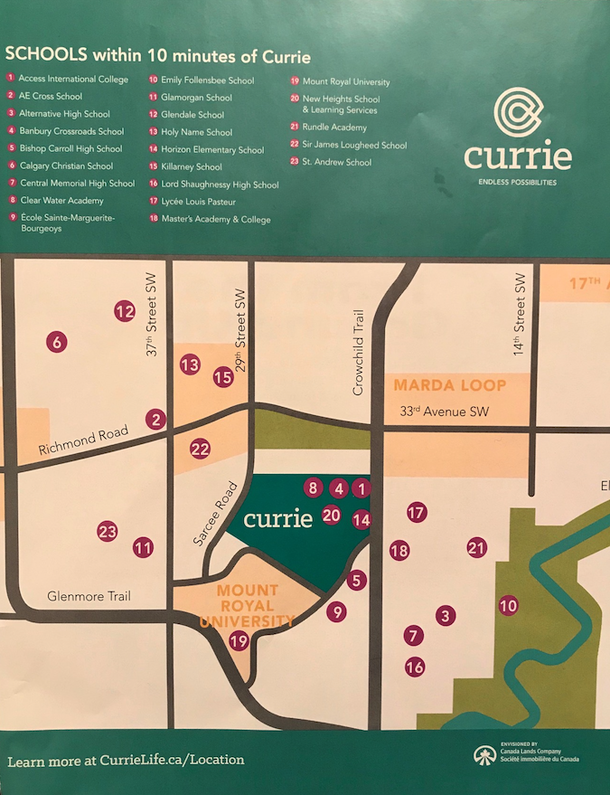 Another reason Marada Loop is thriving is that like the new community of Currie on the west side of Crowchild Trail families have access to 23 schools just a short distance away. Another blog?