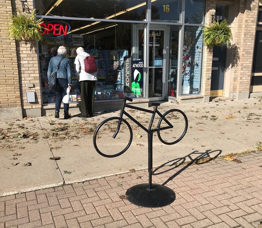 Love this flying bike rack in Goderich.