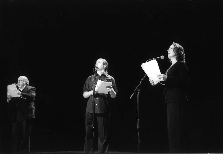 Robert Blumenfeld, Michael Stuhlbarg, Molly Powell in To Love in Jerusalem , 92nd Street Y, New York, 2003 (Photo: Dave Beckerman)