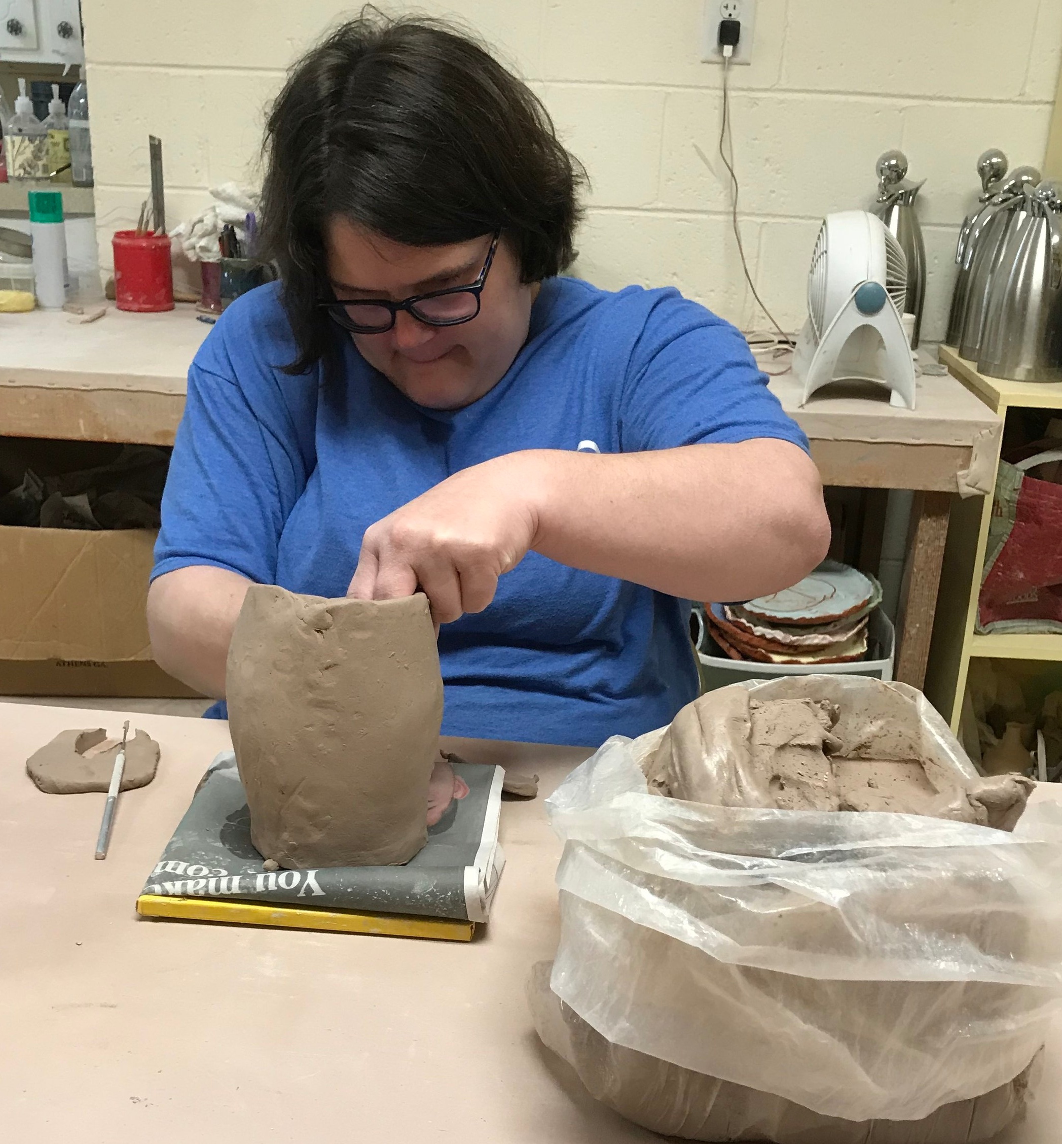 CJ Brockinton I started at Good Dirt two years ago. I was very nervous because I had never done pottery before but after a while I started to take classes and started to enjoy working with clay. I create pieces that are functional and also sculptural. I like to use glazes that are vivid and colorful. I like to bring that element to my work. I am constantly learning new things which allows me to improve. I want everyone to enjoy my creations.