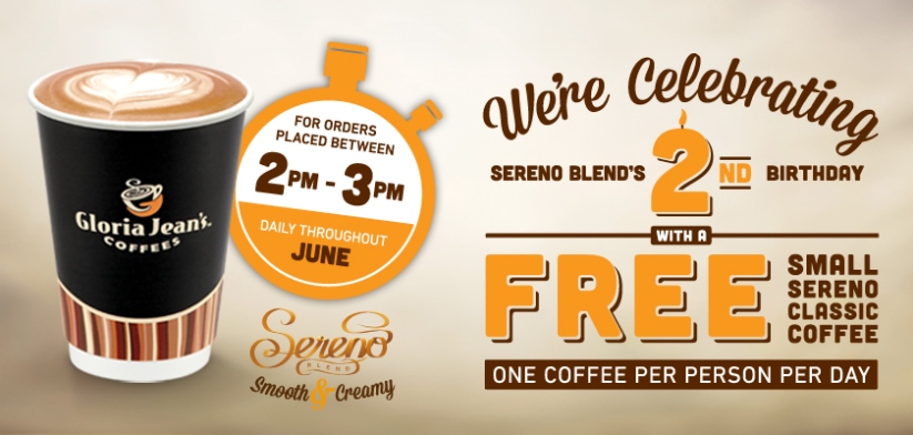 Gloria Jean's Celebrates Sereno Blend's Birthday with Free Coffee