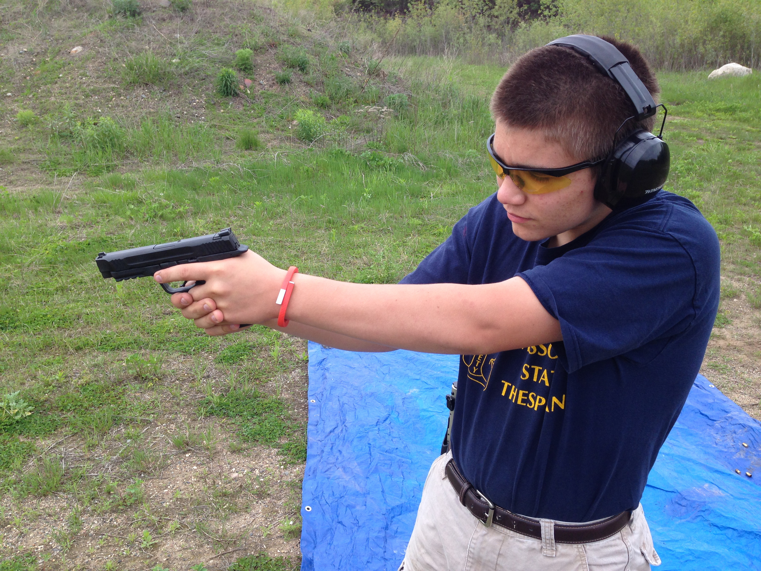Ben (14) shooting a M&P 45 ACP