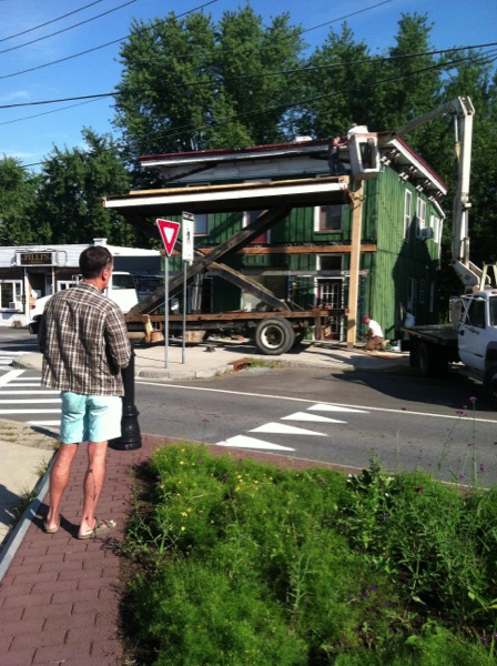 Michael scoping out the progress.