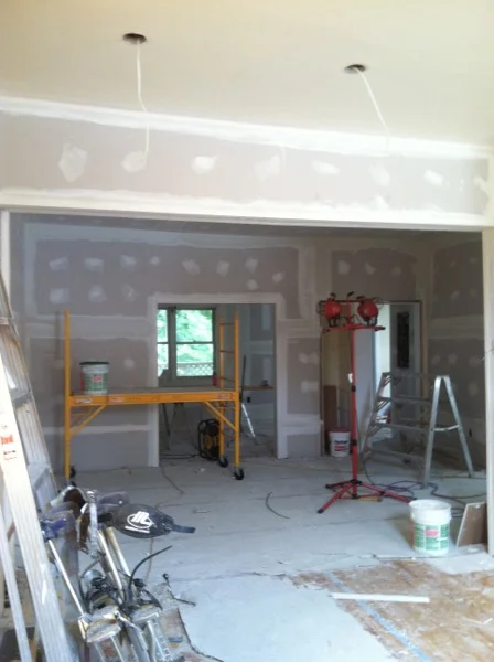 Looking into the space from the front through to the kitchen. 