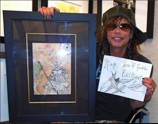 Steven said " Every time I come in your
Gallery, I discover something amazing " today Mr Tyler discovered the
artwork of Micah Nelson. He
liked it so much that he decided to go down on his knees and write a
little congratulations note to Micah . -- Gerard Marti (gallery owner, Celebrit'es Gallery, Wailea, Maui, HI)
