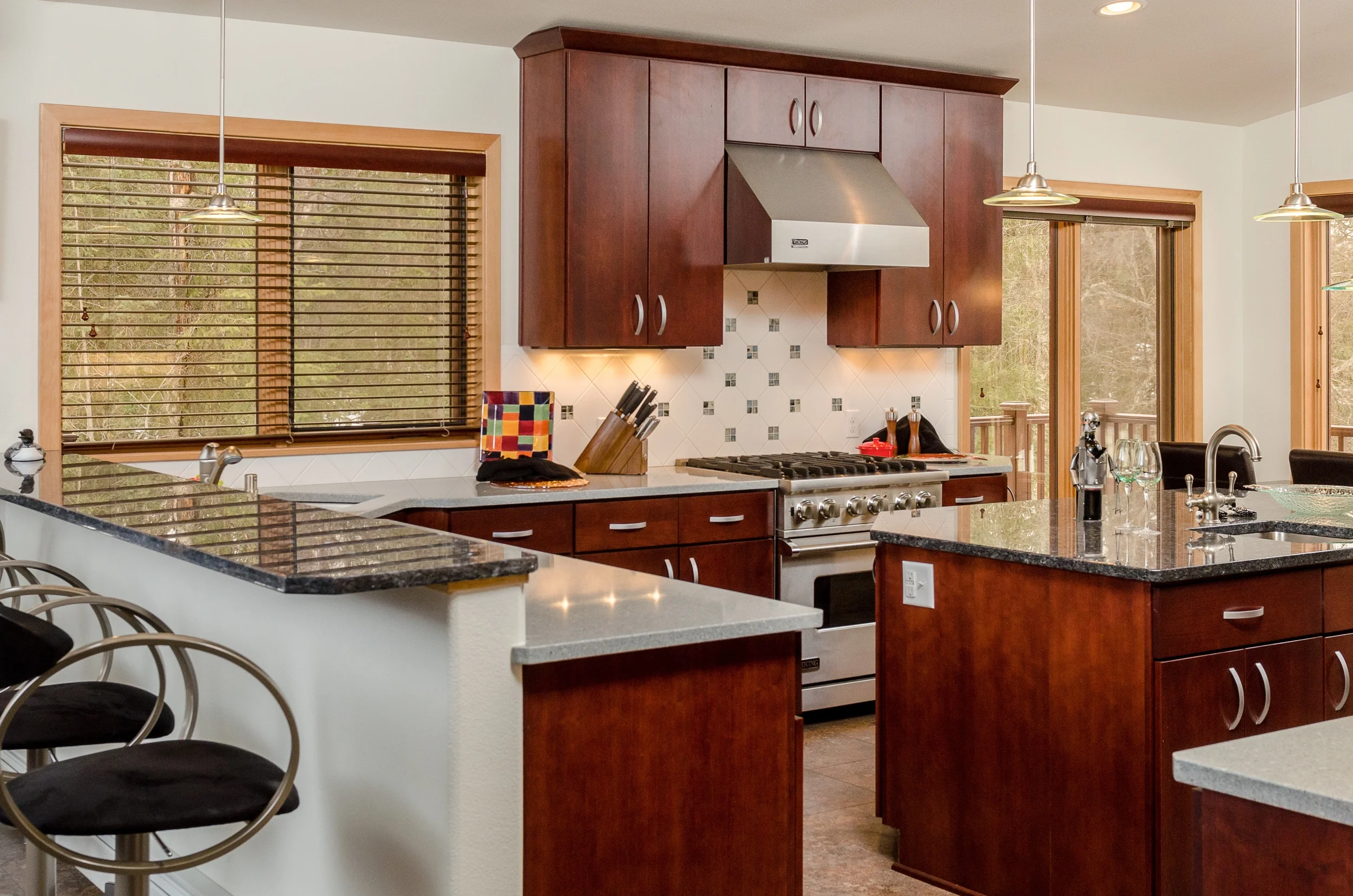 Kitchen Addition With Cherry Cabinets, Quarts and Granite Countertops