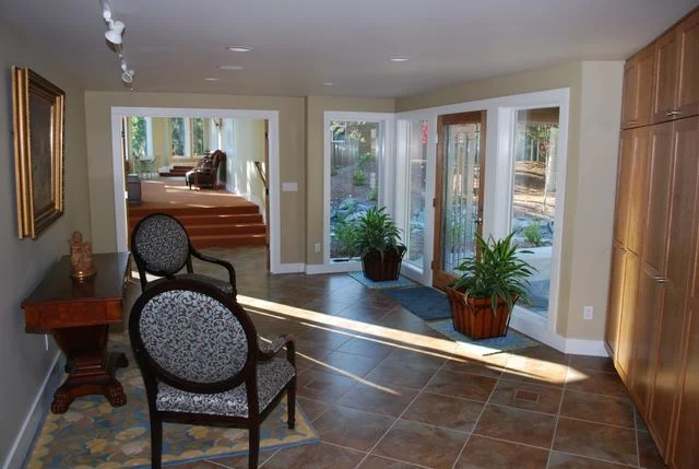 Entry Addition with Tile Floor, Cherry Entry Door and Cabinets