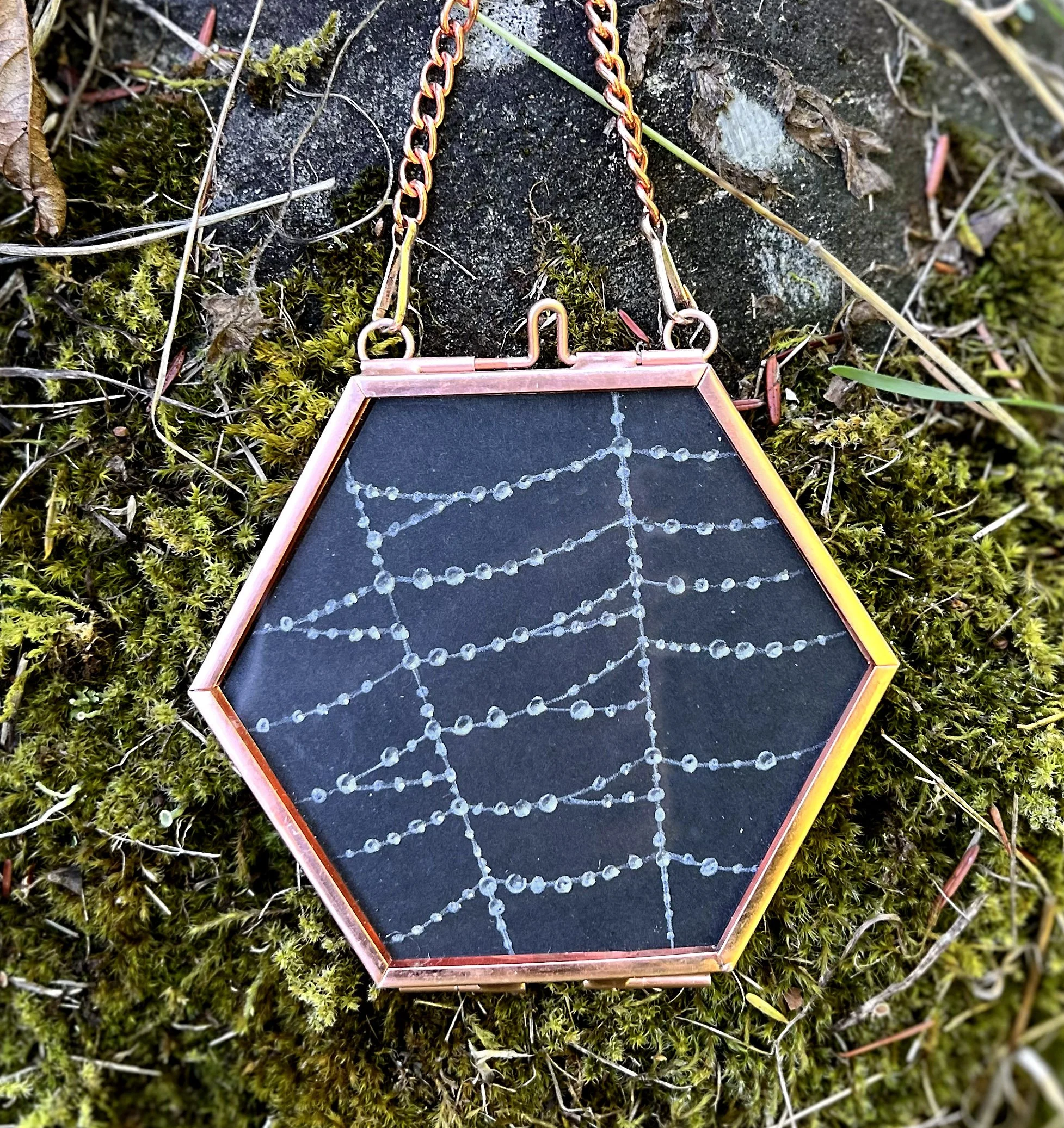 Spiderweb study - colored pencil on black paper