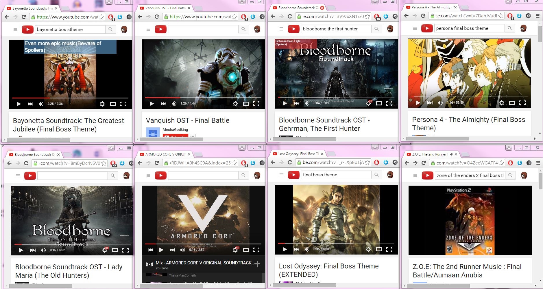 Examples of different video game soundtracks for research purposes. 