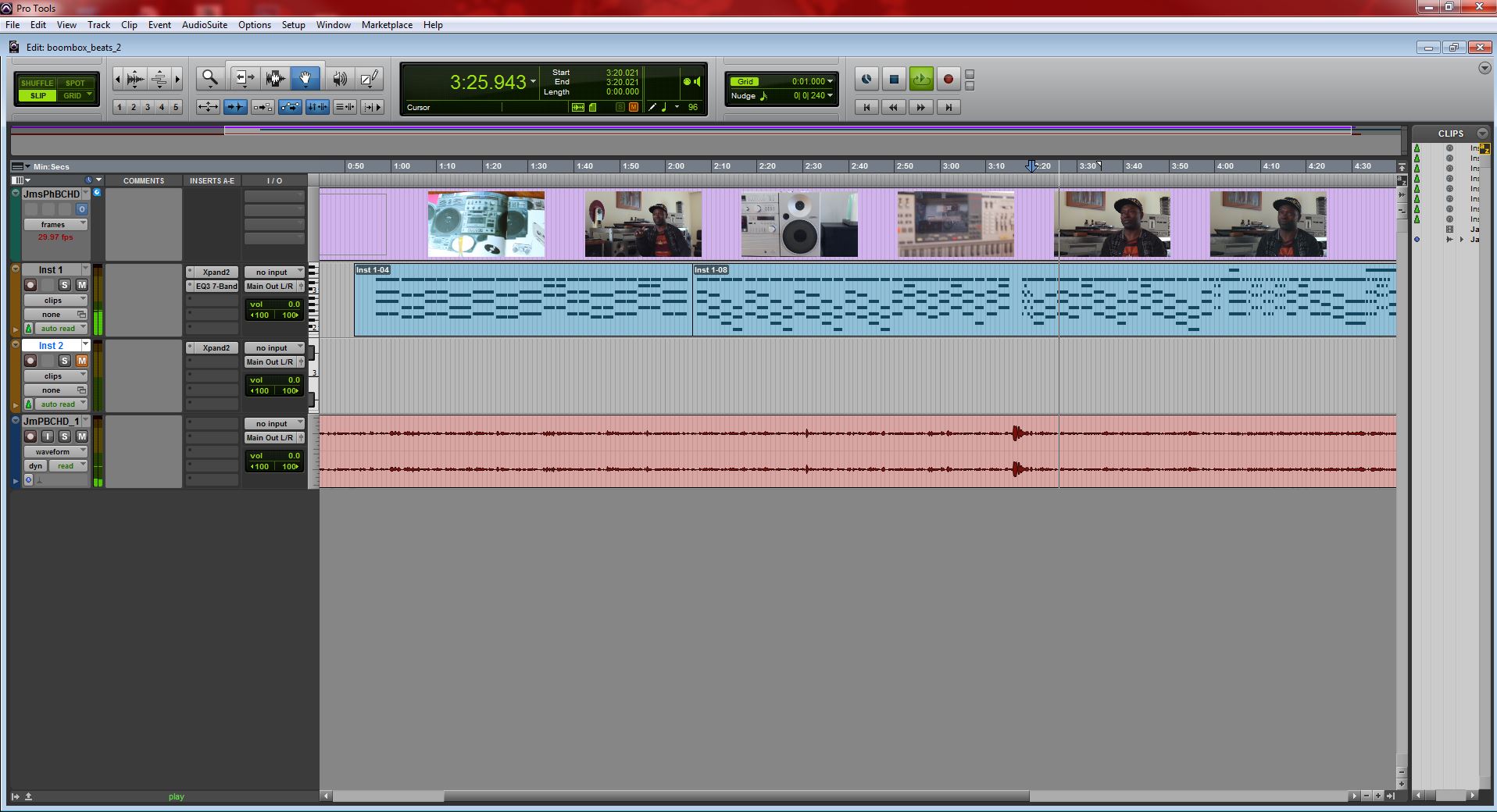 Process of creating the melody line with the first draft video as a reference.