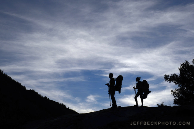 Backpackers at Lake Blanche, Twin Peaks Wilderness, Utah