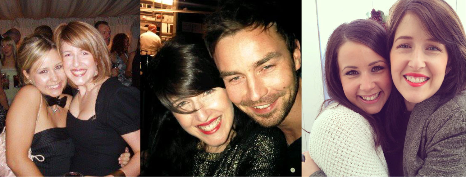 L-R: Kate & I years ago and both with very different hair! Kate with Mr. R in Melbourne, Kate & I last Christmas in the UK.