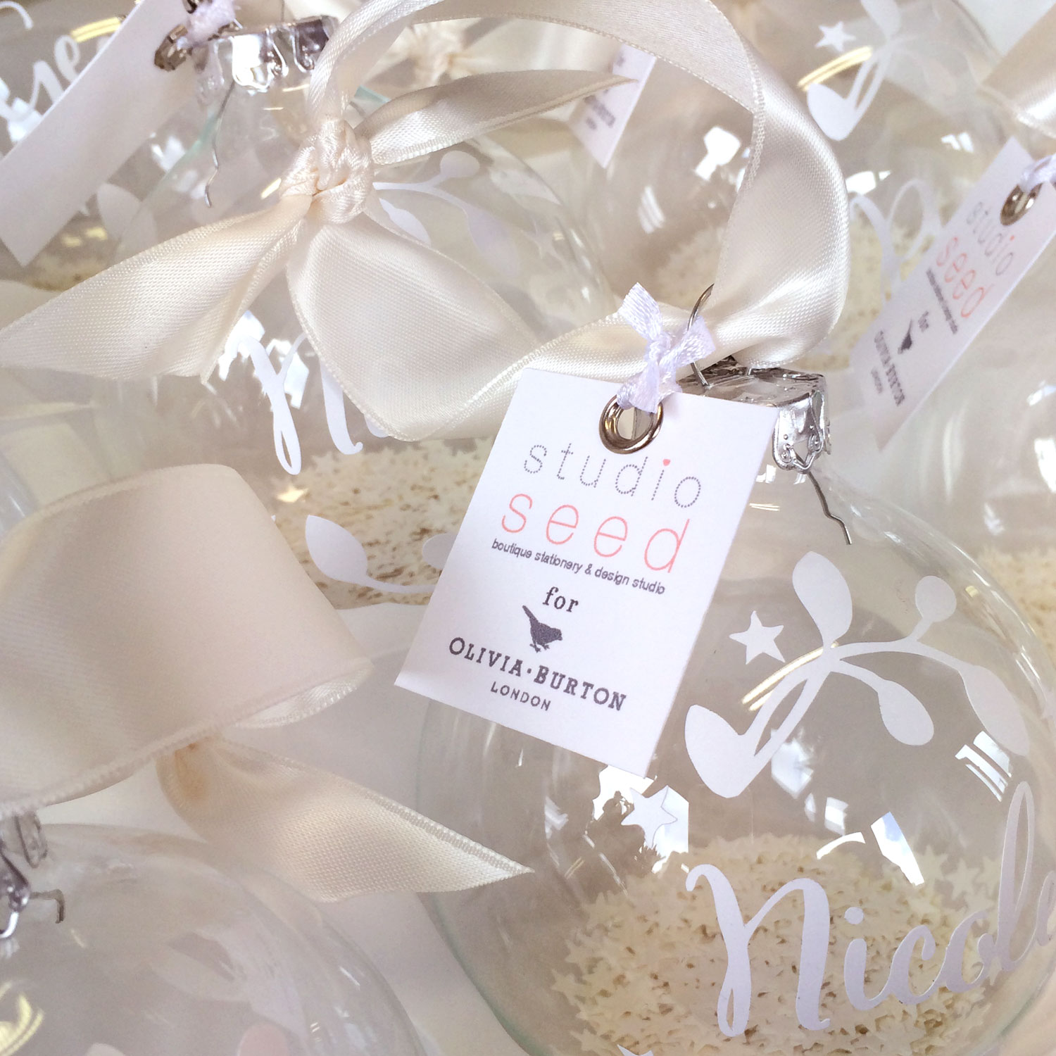 Personalised tags finished each bauble perfectly