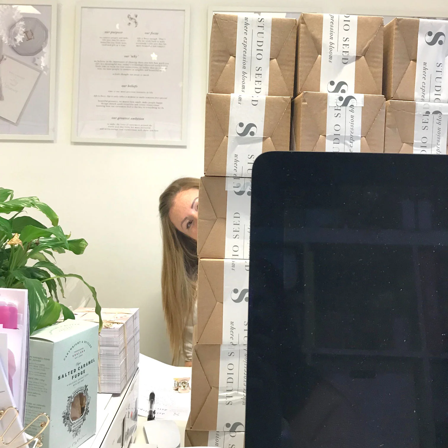 Viki working her way through the post!