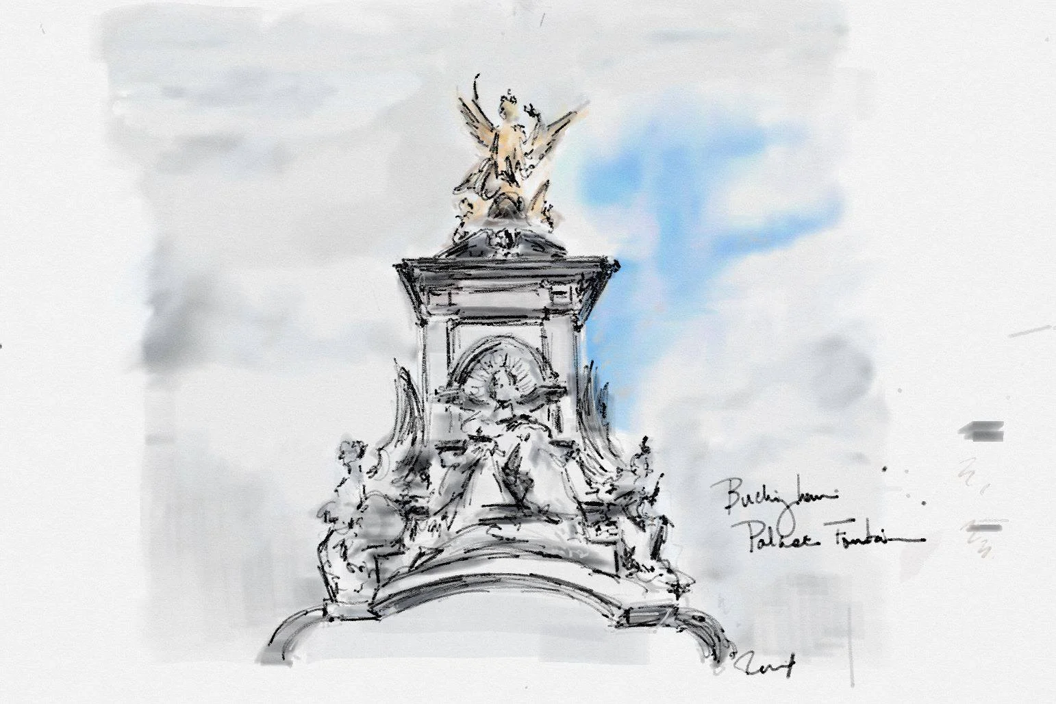 Buckingham Palace Fountain Study, London England