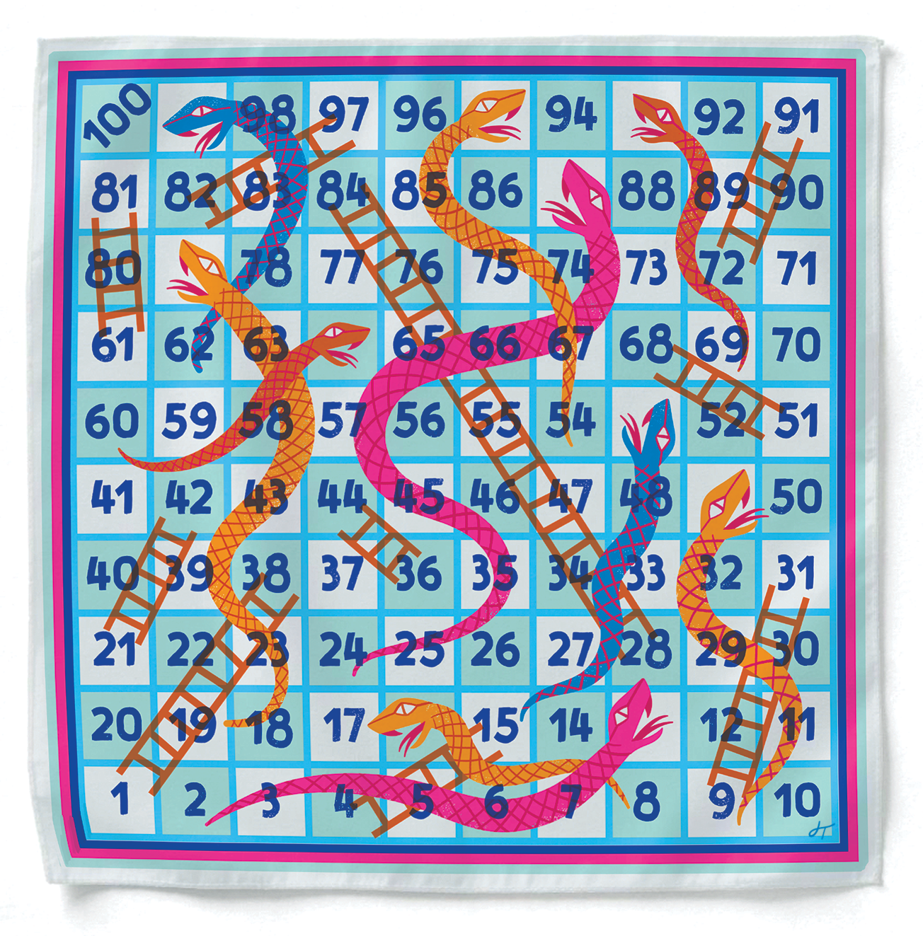 Snakes and Ladders Game Scarf Cloth Handkerchief JOSH TALBOT.png