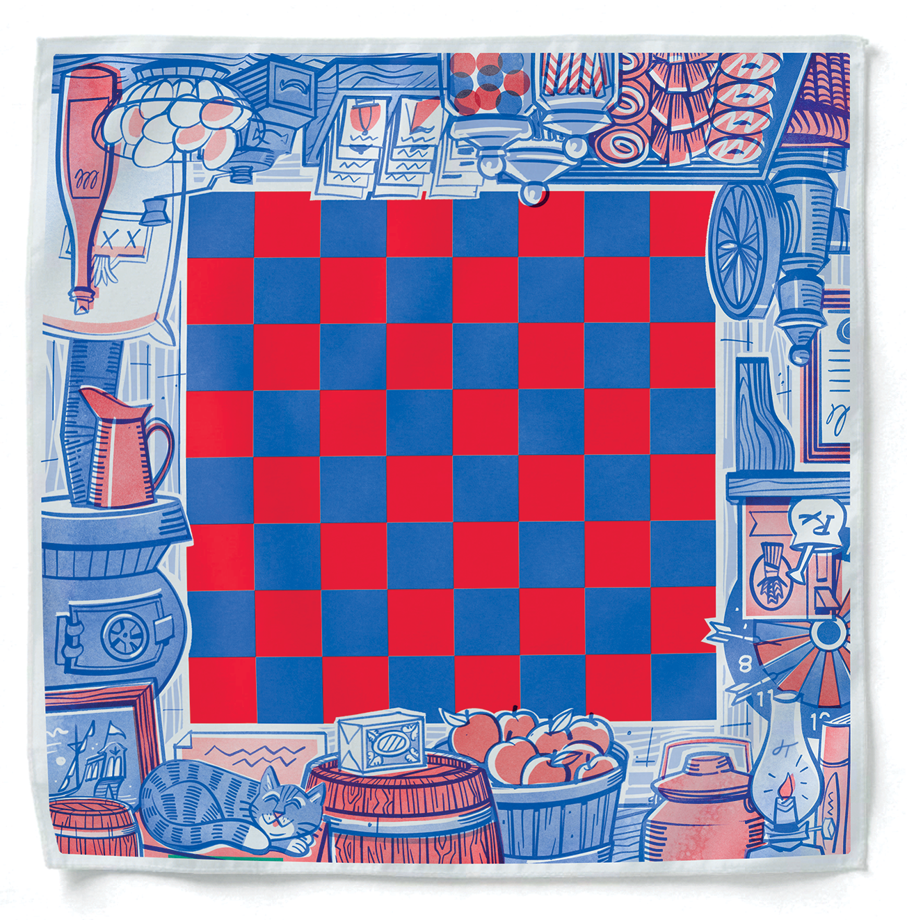Checkers Game Scarf Cloth Handkerchief JOSH TALBOT.png