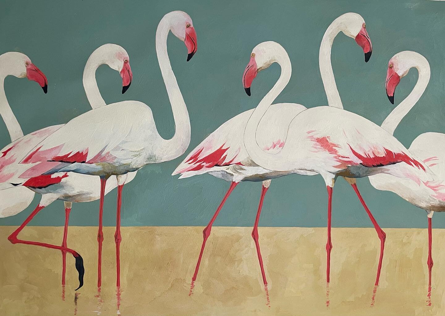 Flamingos, acrylic and tea on paper
.
.
.
.
.
#painting #birdpainting #flamingos #acrylic #birdart ##wildlife