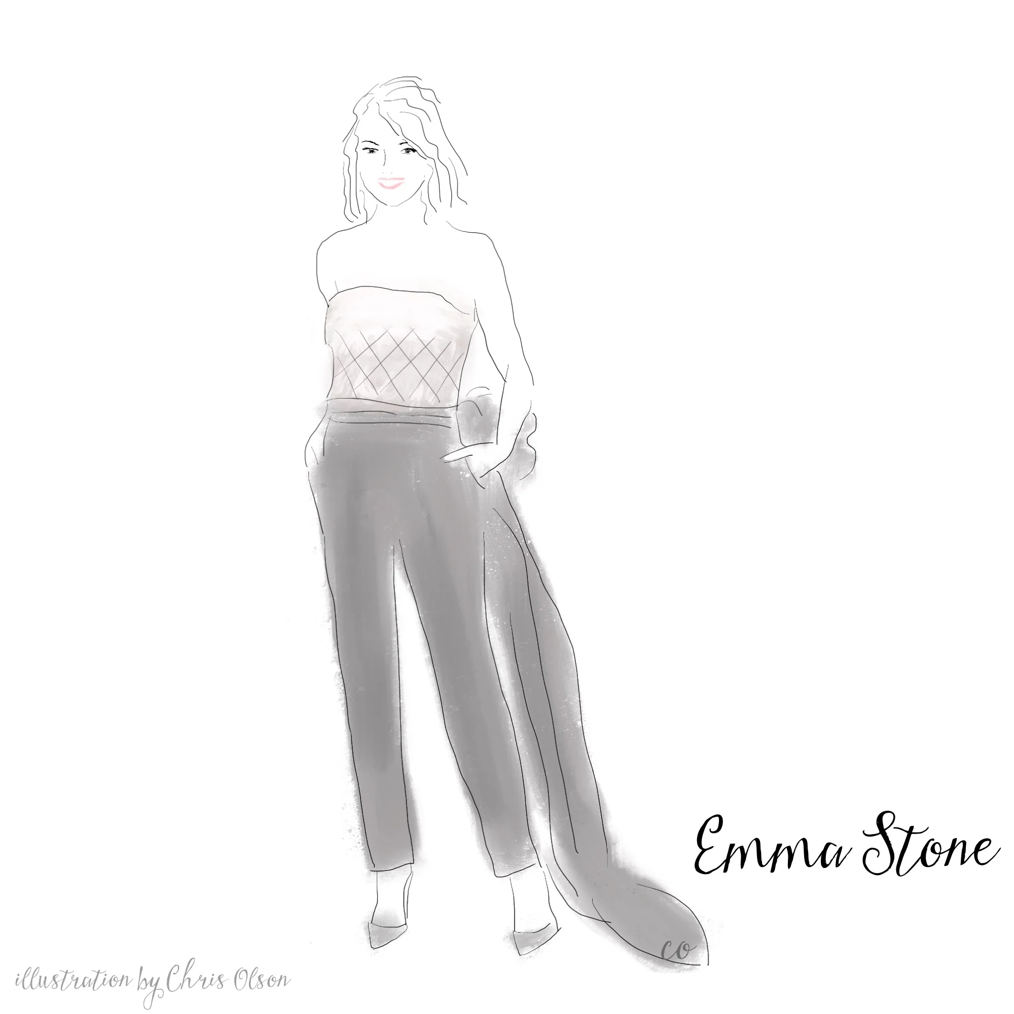 Emma Stone and Amy Adams: Fashion Sketches from the Golden Globes