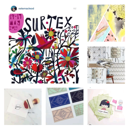 This short movie was created using two apps. First I created a slideshow video using the PicFlow app. Next I inserted the video in a collage created with the InstaVid for Instagram app. The designers on Instagram featured include @estemacleod, @julietmeeksdesign, @tortagialla, @bibliosophy, @karen_burton_art, @catarinaguerreirodesign, @rachelreynoldstextiles, @cladesign_.