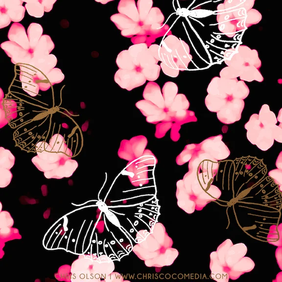 Butterflies and flowers