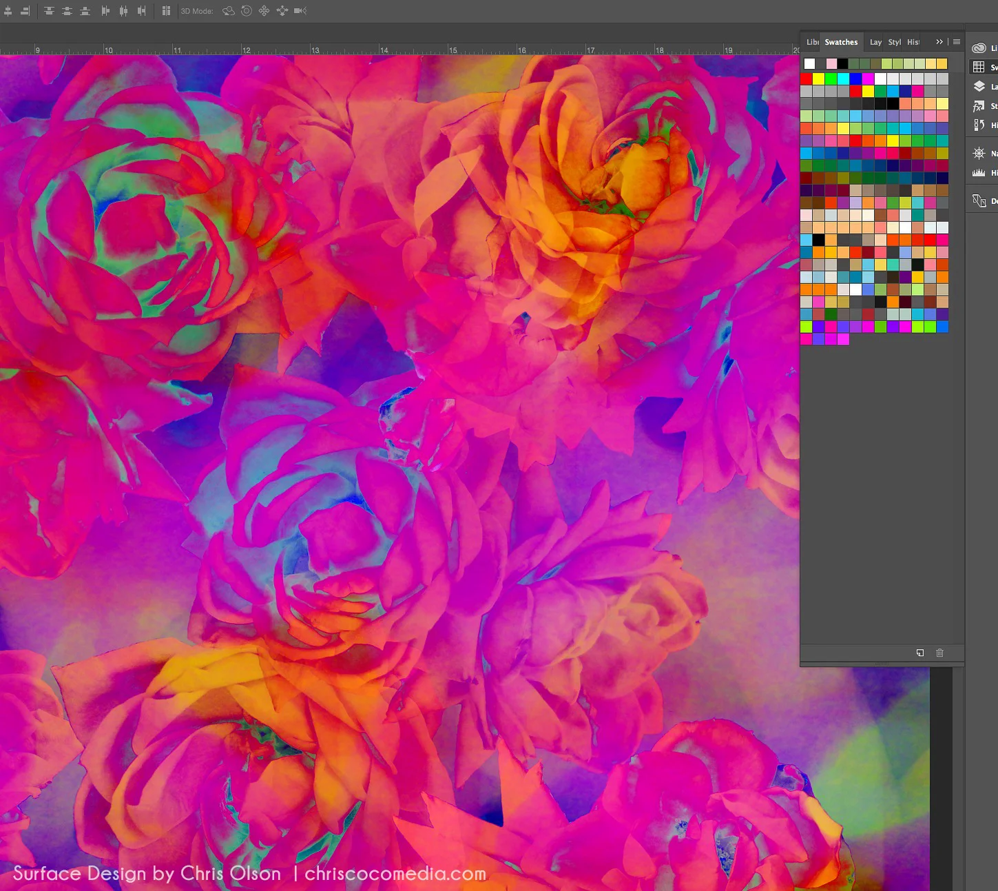 Studio scene: Iridescent botanical work in progress by designer Chris olson.