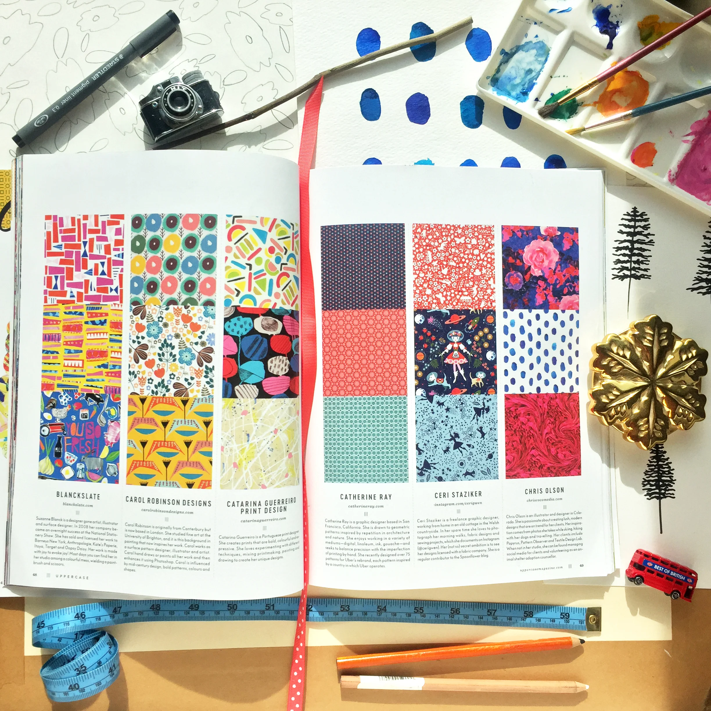 Chris Olson was recently selected to be featured in Surface Pattern Design Guide at UPPERCASE Magazine ( Issue no. 32).