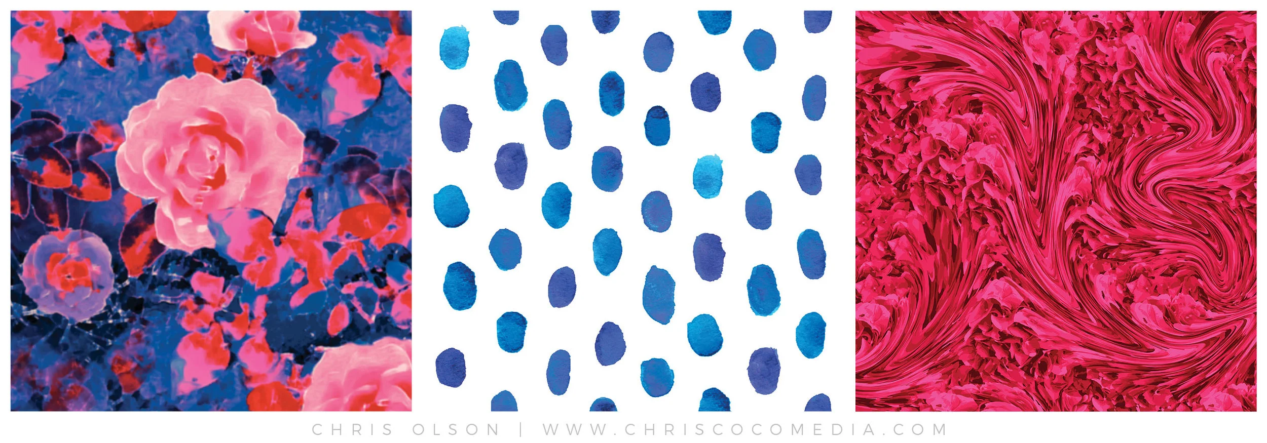 Three patterns by Chris Olson featured in the Surface Pattern Design Guide in UPPERCASE Magazine.