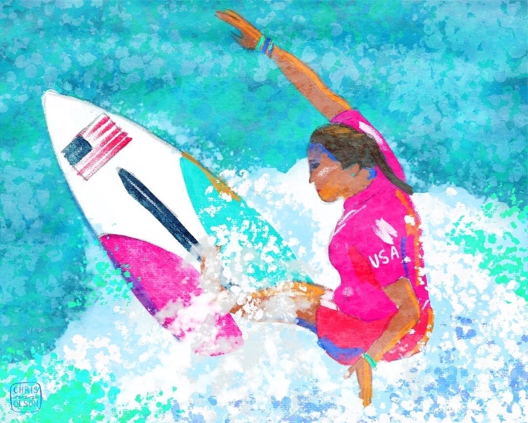 Carissa Moore wins a gold medal in Women’s Olympic Surfing. 