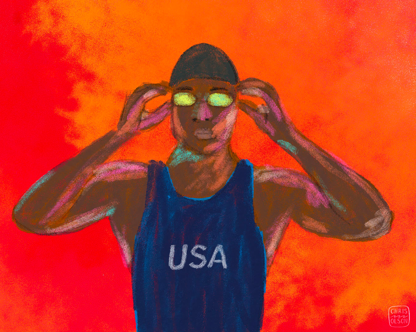 Sketch of Olympic champion swimmer Simone Ashley Manuel