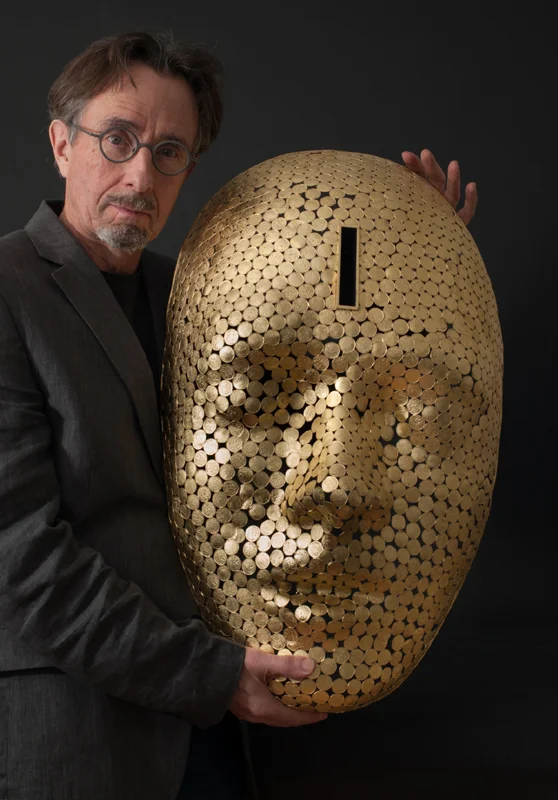 Waiting for the Penny, gilded copper