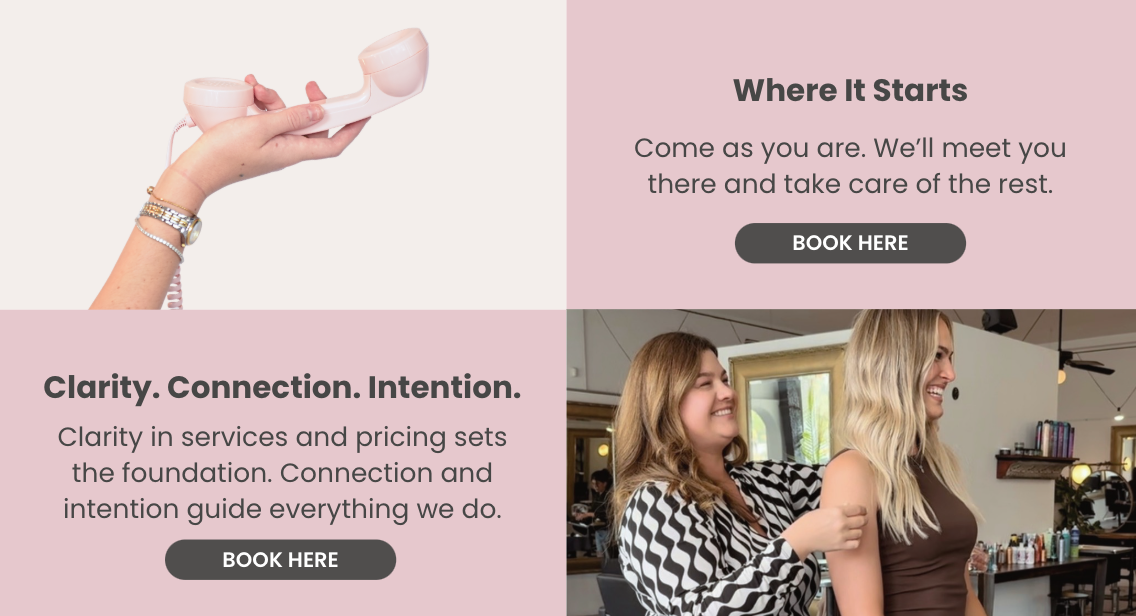 San Diego hair salon specializing in custom hand-tied hair extensions, highlights, balayage, custom color, lived-in blondes, toner/gloss services, precision haircuts, and personalized transformations designed to deliver a high-end guest experience