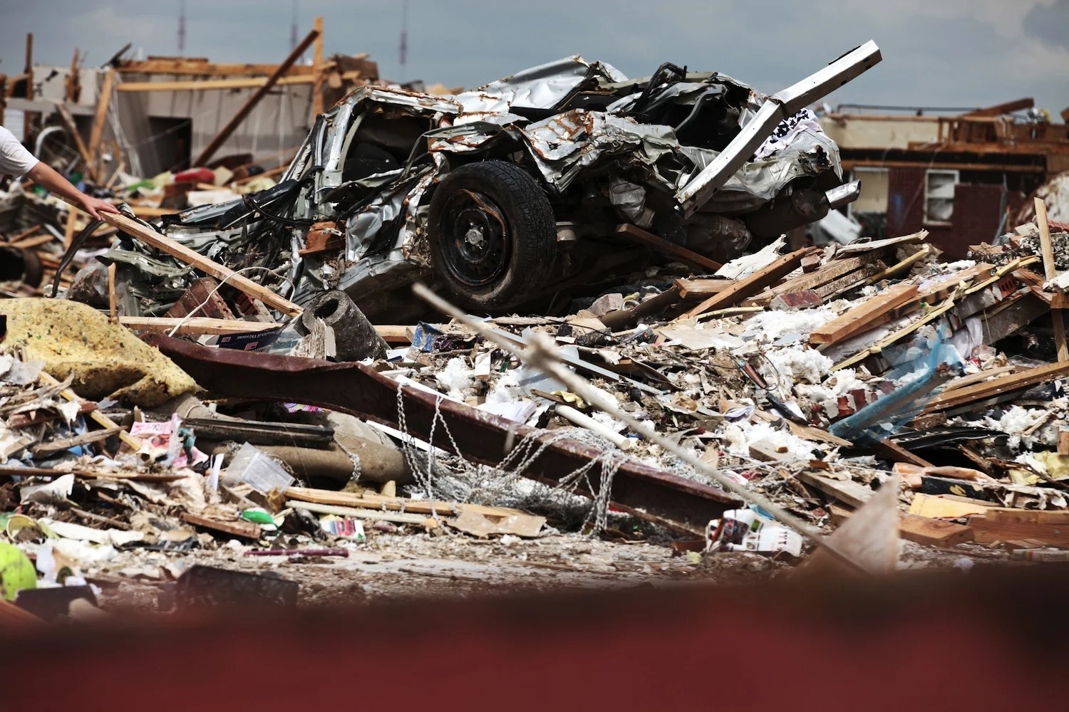 Mangled cars littered the landscape in the path of the F5 tornado in Oklahoma City.