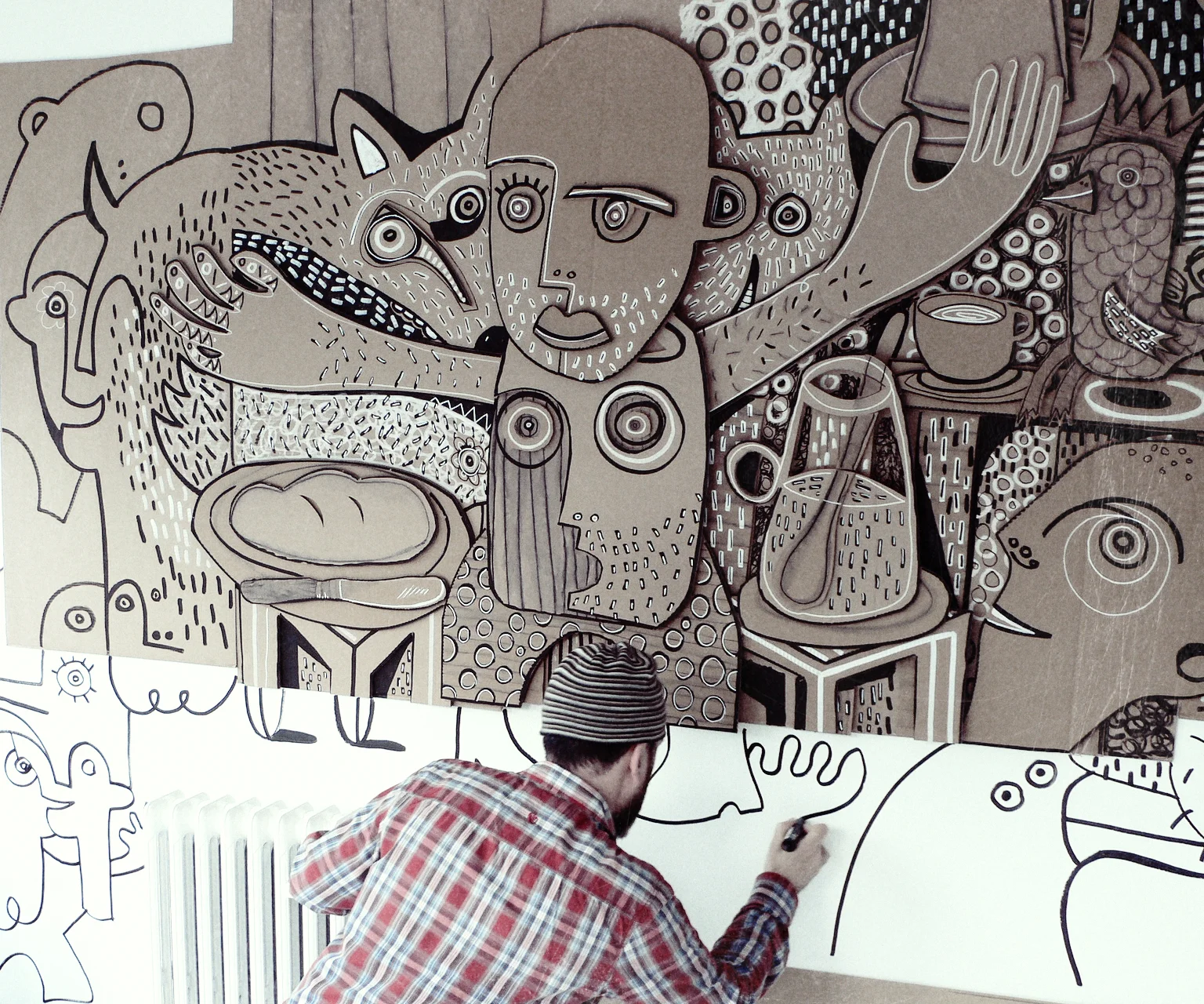 Working on the Cardboard Installation